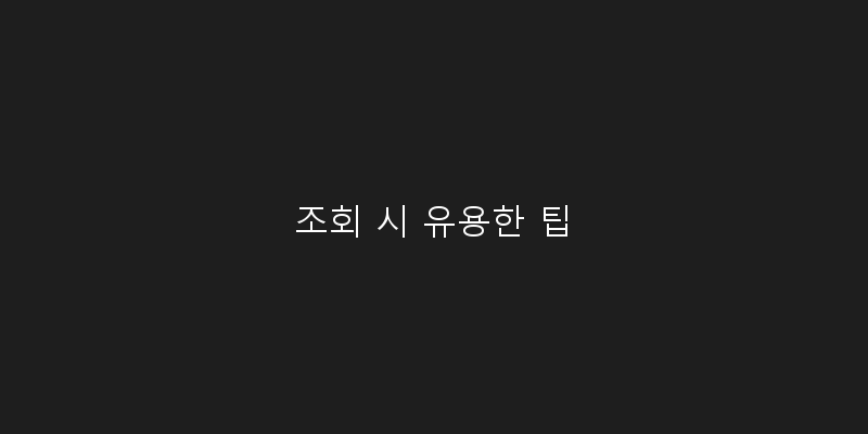조회 시 유용한 팁 이미지