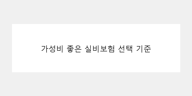 
  가성비 좋은 실비보험 선택 기준
 이미지