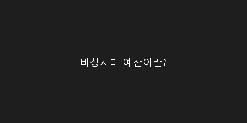 
  비상사태 예산이란?
 이미지