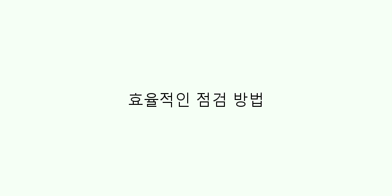 
  효율적인 점검 방법
 이미지